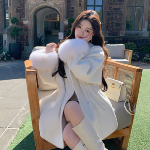 皮毛一体大衣 口仿貂绒环保皮草外套女冬中长款 ByYou 真狐狸毛毛袖