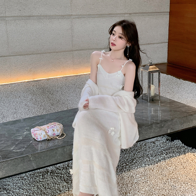 byyou马海毛白色针织开衫