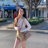 卡其色a字西装 短裤 女高腰显瘦阔腿靴裤 ByYou2025新款 辣妹包臀热裤