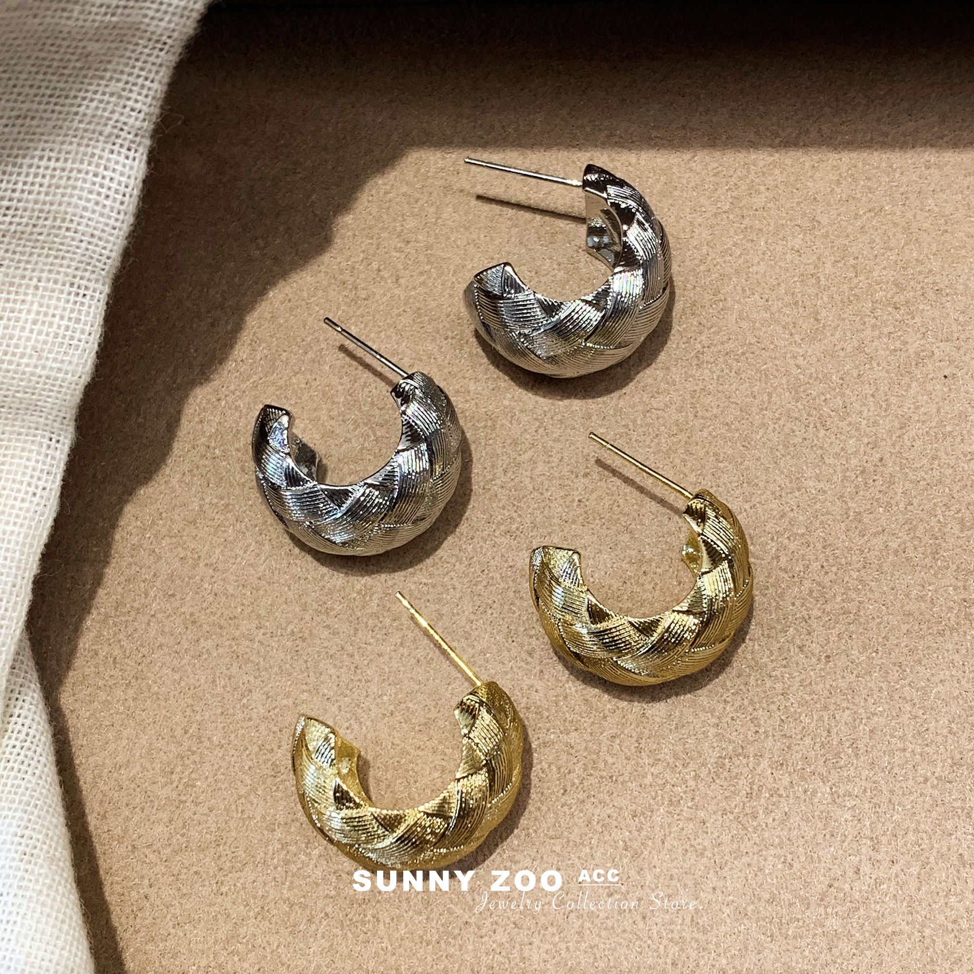 SUNNYZOO｜丝线藤曼 手工编织拉丝纹理耳钉小众重工设计感ins耳饰,饰品/流行首饰/时尚饰品新,耳环,淘宝优惠券,粉丝福利购,淘宝优惠卷