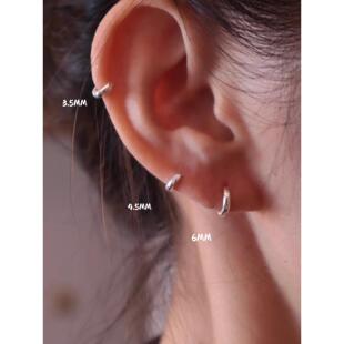 单枚S999纯银迷你耳皮指甲,睡觉时不需要去除,小耳环,耳屏,侧