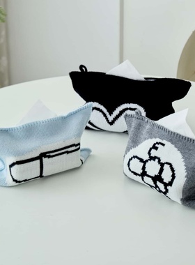 牛仔家生活画系列针织纸巾袋家用客厅餐桌面装饰纸巾盒抽纸盒收纳