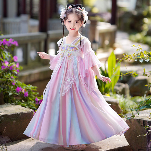汉服女童夏季连衣裙超仙裙子儿童雪纺2026新款古风女孩洋气公主裙