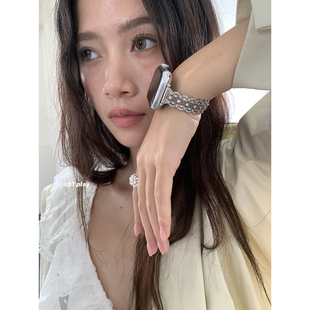 10表带applewatchs9 蕾丝适用于苹果iwatchs11 银色 play