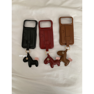 DT play 皮质可爱小马挂件卡包新款韩国ins博主小众设计适用于iphone17promax/16/15苹果14/13手机壳保护套