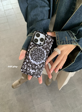 DT play 黑色碎花简约甜酷气质秋冬韩国ins博主小众设计适用于iphone17promax/16/15苹果14/13手机壳保护套