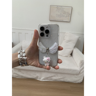 可爱猫咪翅膀少女心好物出片y2k韩国ins风小众博主适用于iphone16promax 14苹果13手机壳保护套 play