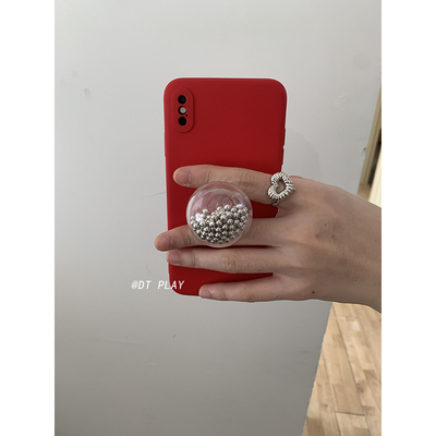 DT play 大红色珠珠可爱氛围感极简辣妹韩国ins风小众女适用于iphone17/16promax/15/14苹果13手机壳保护套