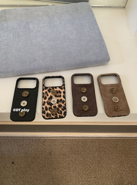 DT play NewVintage小众设计纽扣创意复古皮质韩国ins博主适用于iphone17promax/16/15苹果14/13手机壳保护套