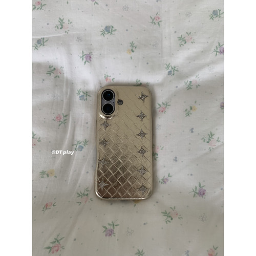 DT play 银色四芒星闪钻金色编织高级韩国ins博主小众设计适用于iphone17promax/16/15苹果14/13手机壳保护套