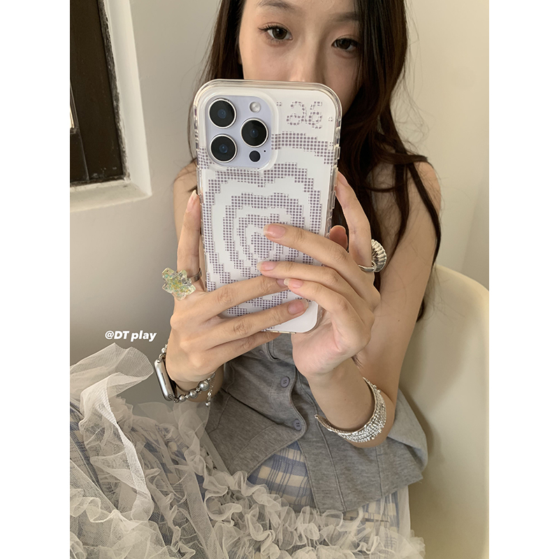 DT play 简约美学白色浪漫爱心漩涡元气少女韩国ins博主小众适用于iphone17promax16/15苹果14手机壳保护套