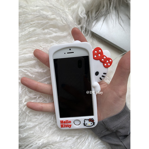 DT play qia萌古早猫咪4s/5s复古迷你可爱韩国ins风小众博主适用于iphone16promax/15/14苹果13手机壳保护套