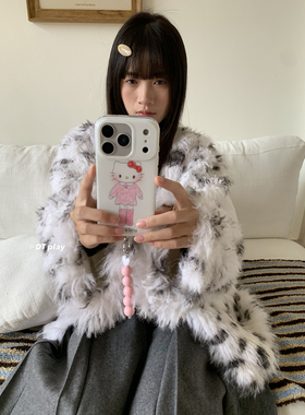 DT play 粉色俏皮可爱猫咪串珠出片韩国ins博主小众设计适用于iphone17promax/16/15苹果14/13手机壳保护套