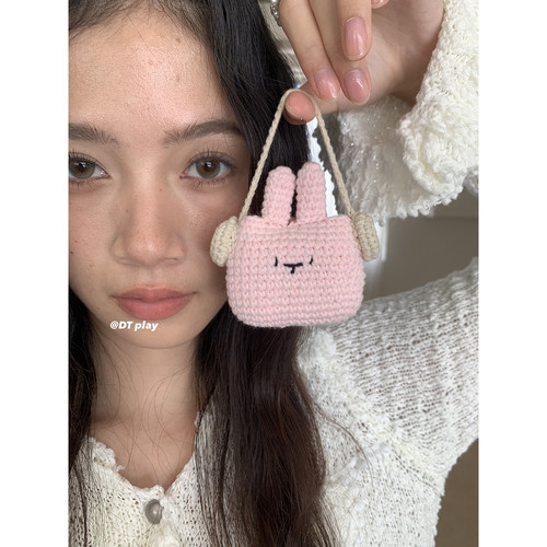 DT play 手工编织粉色毛线ins风韩国少女2026适用于苹果 Airpods4代无线蓝牙耳机保护套3Pro软AirpodsPro2代
