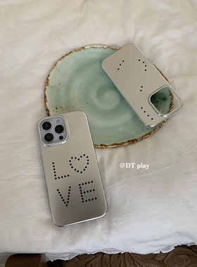 DT play L-O-V-E淡人极简主义银色字母断点韩国ins风小众适用于iphone17/16promax/15/14苹果13手机壳保护套