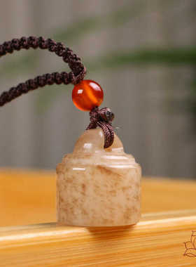 新疆金丝玉印章吊坠定制玉石篆刻素面印章篆刻姓名私章免费刻字