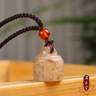 新疆金丝玉印章吊坠定制玉石篆刻素面印章篆刻姓名私章免费刻字