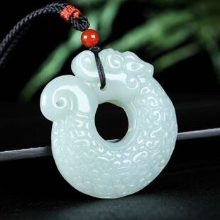 和田玉白玉鱼化龙吊坠玉佩男女同款玉石项链挂件生日礼物