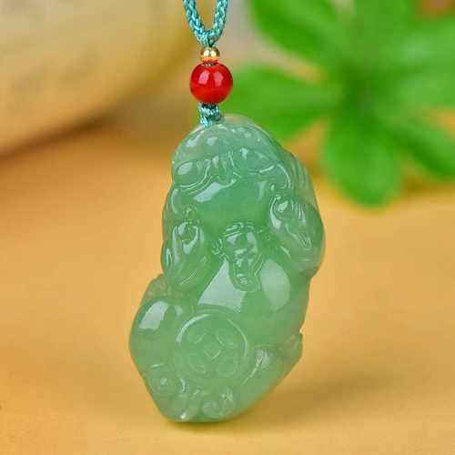 情侣款碧玉皮休挂件菠菜绿项链坠