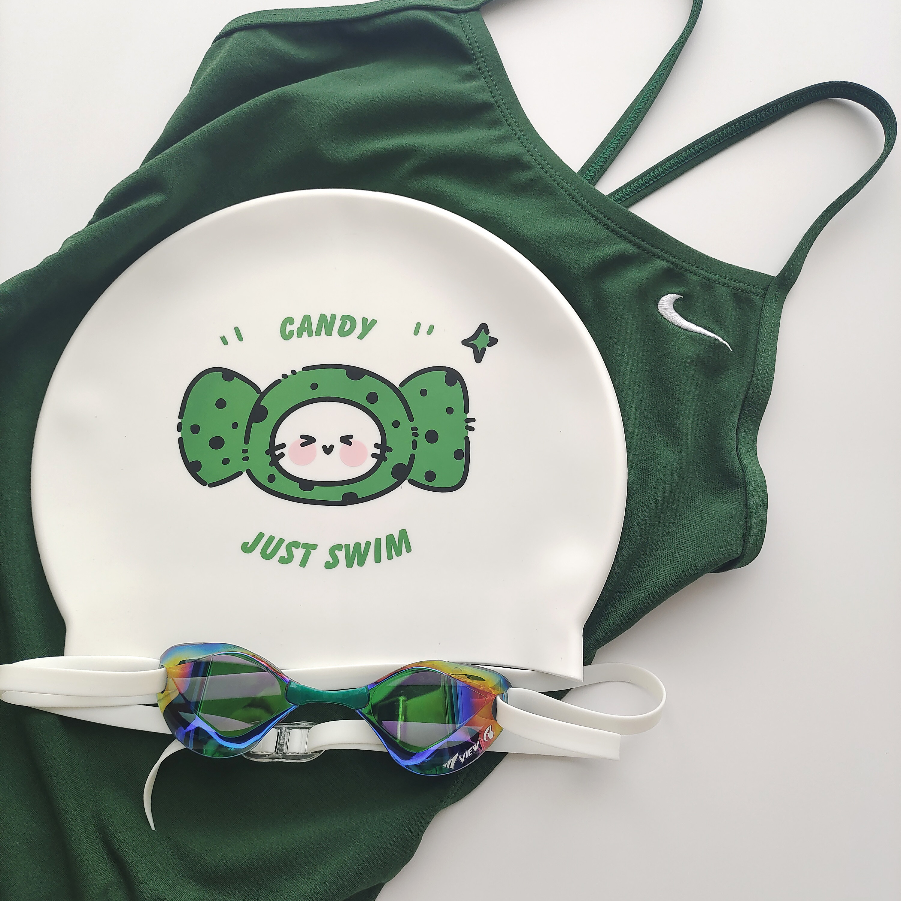 BreezeDew糖果泳帽绿色防滑加大不勒头女款大头长发百搭硅胶泳帽,运动/瑜伽/健身/球迷用品,泳帽,淘宝优惠券,粉丝福利购,淘宝优惠卷