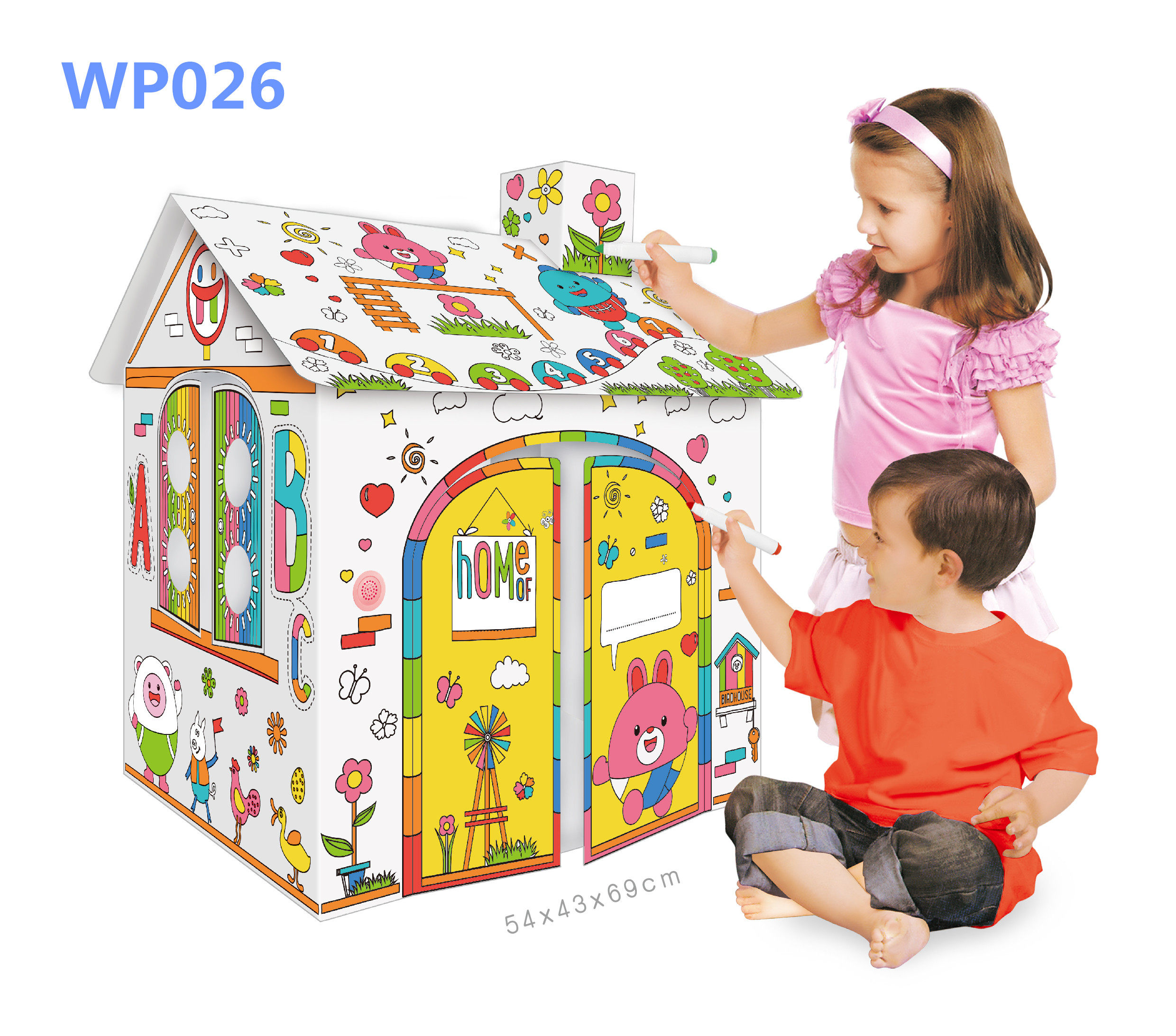 DIY画画儿童拼装益智玩具绘画玩具孩子手工涂色玩具创意宝贝屋子