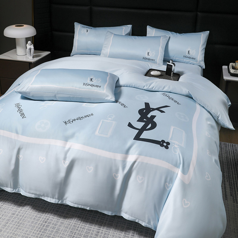 夏季轻奢冰丝凉感巨好看的四件套高级感裸睡被套床单床笠床上用品