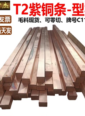C1100T2紫铜条接地紫铜排小铜扁条实心方条铜棒铜块型材现货零切