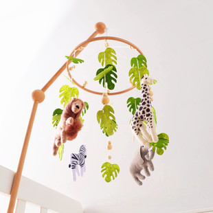 婴儿床铃杆木支架宝宝床头音乐可旋转挂件摇铃悬挂式安抚益智玩具