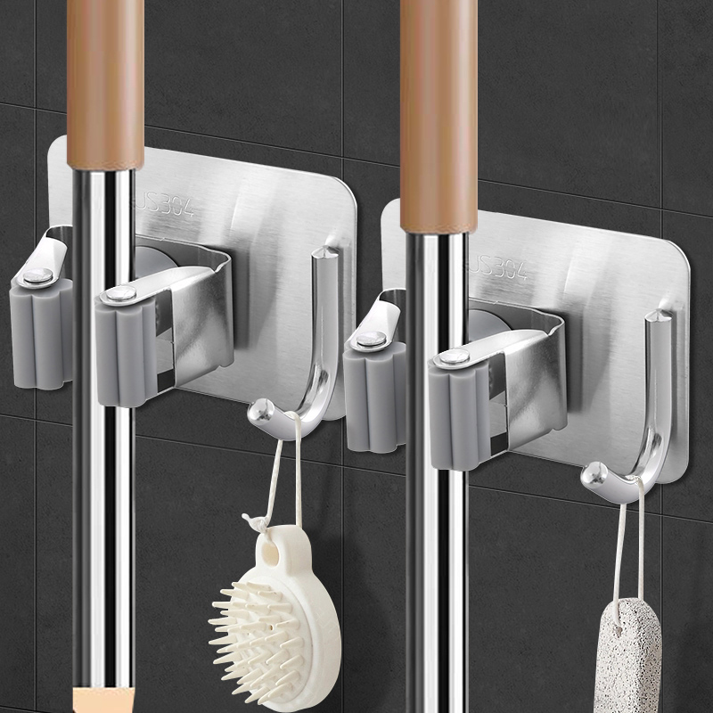 拖把挂钩扫把夹卫生间壁挂固定