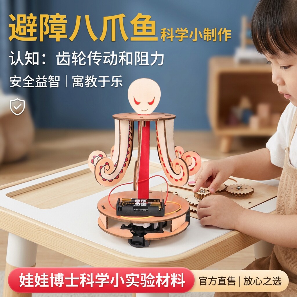 自制避障八爪鱼科技小制作发明中小学生手工材料儿童科学实验玩具