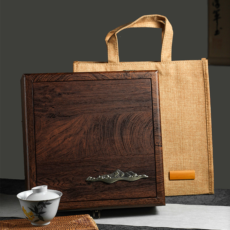 高档仿竹木艺普洱茶包装盒