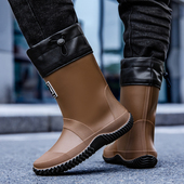 中筒新款 男士 时尚 防水鞋 大码 厚底防滑雨水靴轻便外穿工作胶鞋 雨鞋