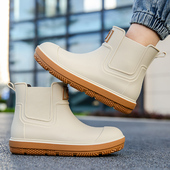 短筒防水雨鞋 工地专用中筒防滑男士 男款 雨靴水鞋 成人钓鱼劳保胶鞋