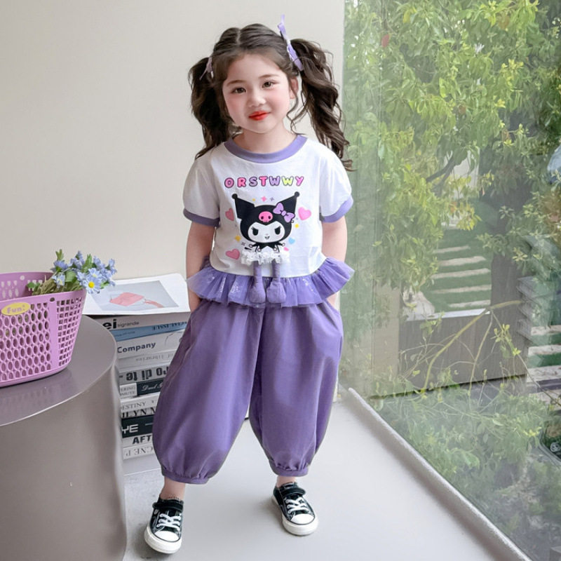女童短袖套装夏装儿童库洛米衣服2026新款女宝宝可爱超好看两件套