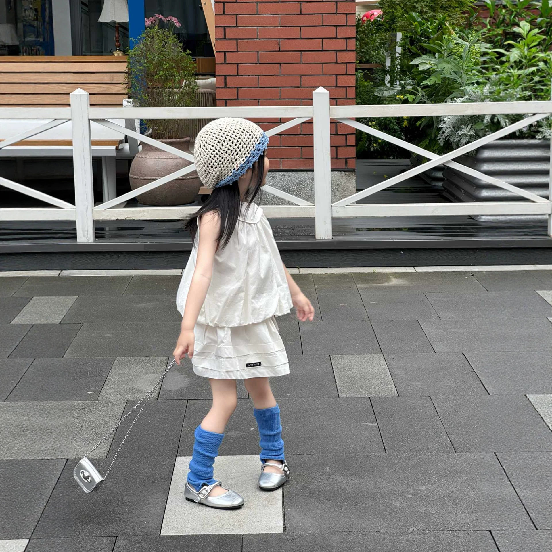 2026夏季新款 韩版童装 女童挂脖领无袖背心衬衫贴标半身裙两件套