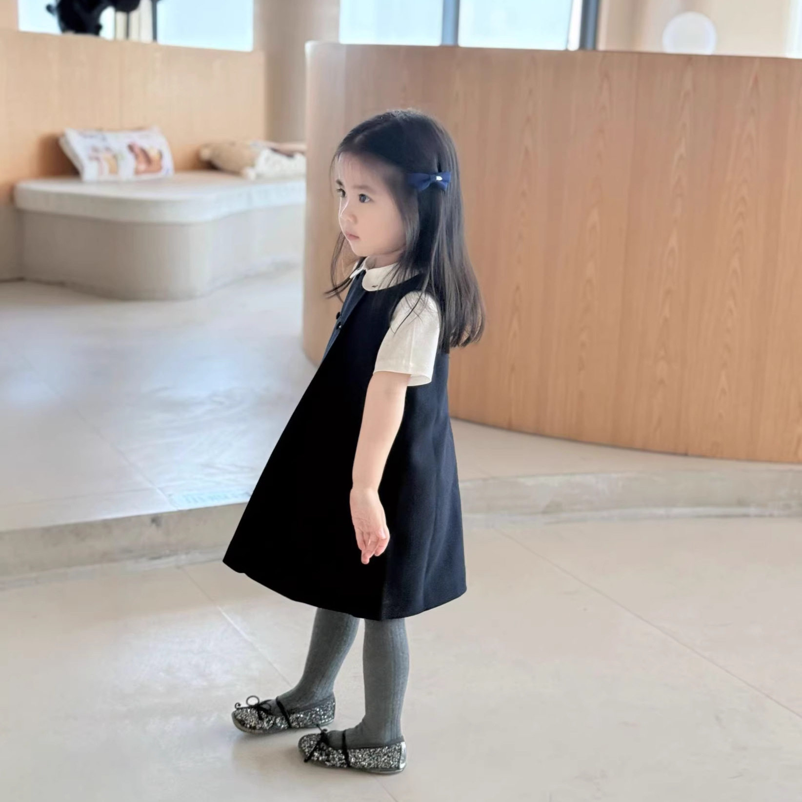女童背心裙套装2026春夏新款洋气西装领刺绣连衣裙儿童时尚学院风