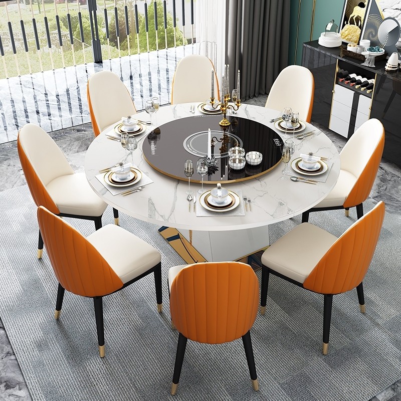 餐桌家用小户型轻奢后现代圆形岩板餐桌电动转盘吃饭多功能餐桌椅|msdalam kategori perabot kediaman, of Tables, meja makan - dari Buy2taobao.com untuk memberikan perkhidmatan ejen Taobao profesional membeli