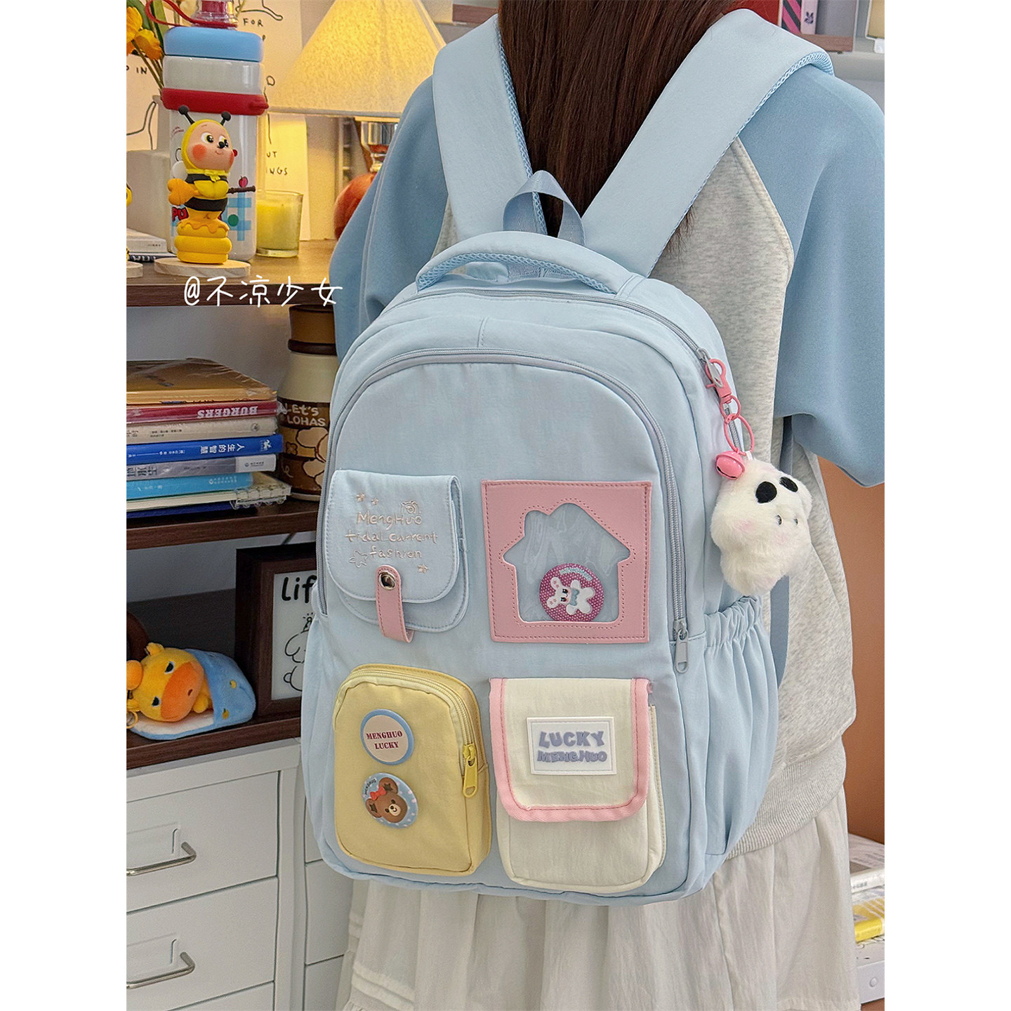 甜美学院风初中生书包高中学生大容量多隔层双肩背包撞色校园痛包,箱包皮具/热销女包/男包,双肩背包,淘宝优惠券,粉丝福利购,淘宝优惠卷