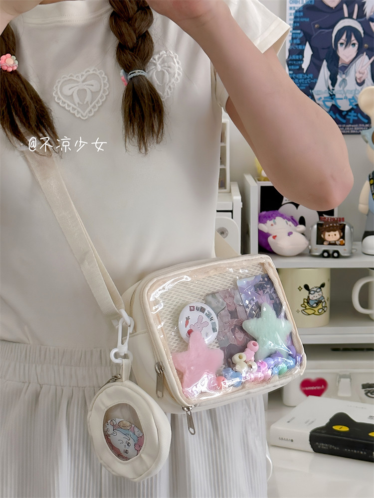 二次元透明斜挎包日系ins学院风小包包女小食量吧唧扎板痛包娃包