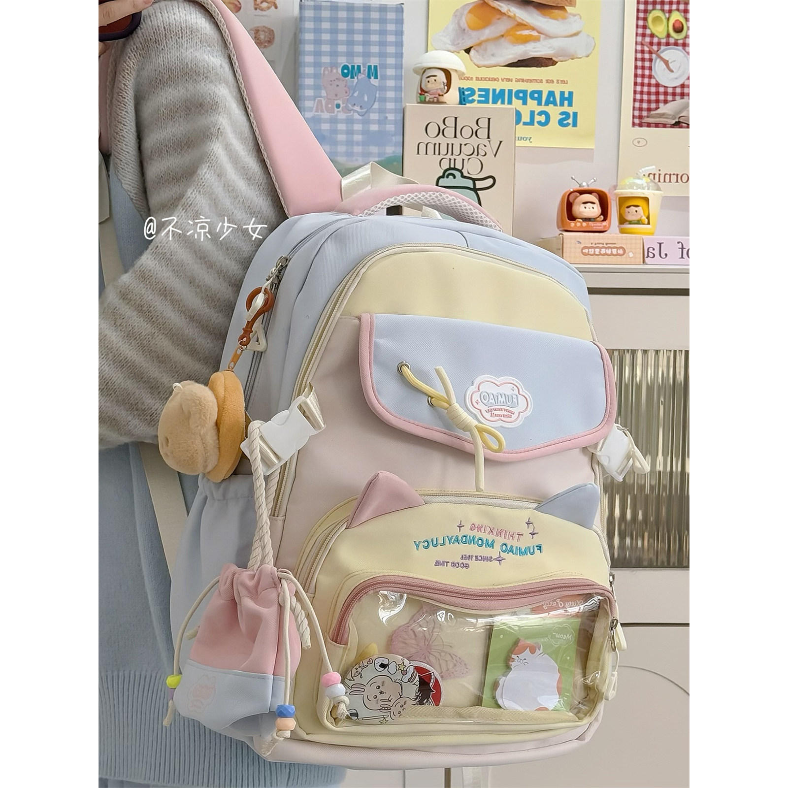 可爱猫咪小清新初中生大容量书包高中学生双肩包学院少女痛包娃包,箱包皮具/热销女包/男包,双肩背包,淘宝优惠券,粉丝福利购,淘宝优惠卷