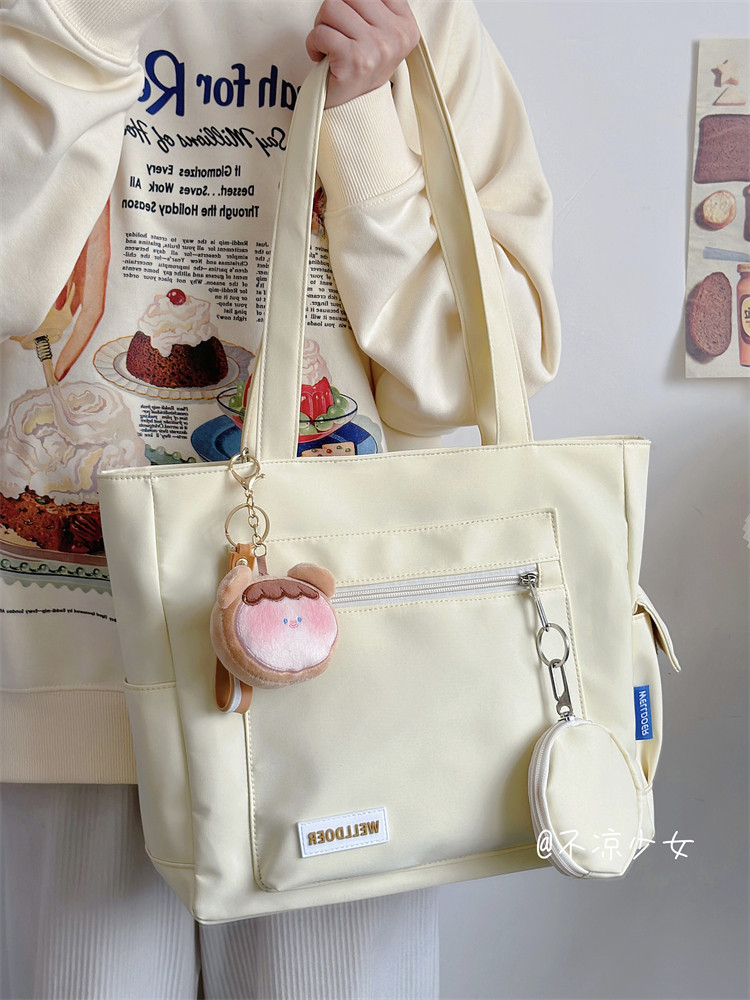 纯色大容量单肩通勤包日系ins小众少女百搭托特包学生上课帆布包,箱包皮具/热销女包/男包,通用款女包,淘宝优惠券,粉丝福利购,淘宝优惠卷