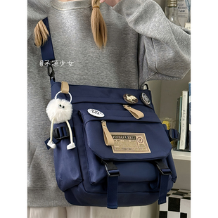 港风工装 复古潮流小众托特包学生上课补习通勤包 大容量斜挎包美式