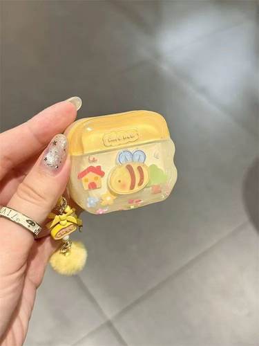 奶黄房子蜜蜂适用于华强北pro4/5代保护套苹果4代蓝牙套Mini4适用迪士尼F8带链条