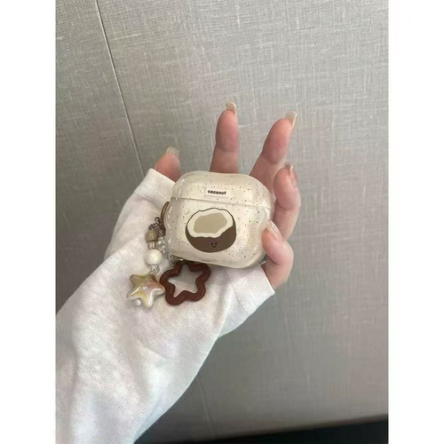 微笑椰子壳适用于倍思w04pro新款2023蓝牙耳机保护套软壳倍思E3带挂件倍思w042025版