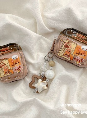 ins爆米花星星人华强北pro4/5保护套苹果4代蓝牙耳机套Mini4适用迪士尼F8