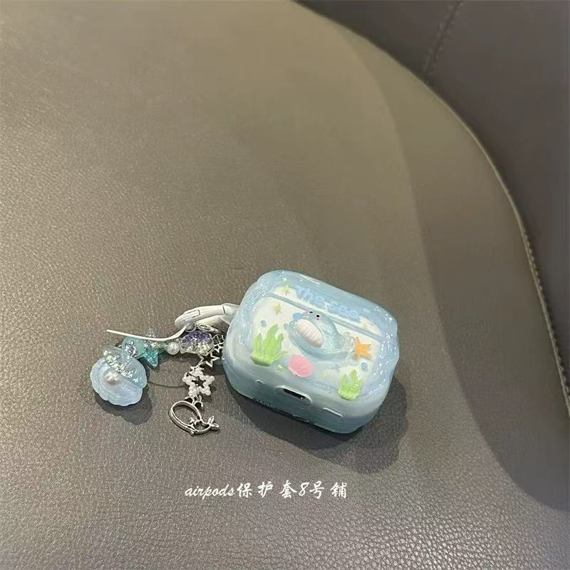 海洋立体海豚适用于倍思w04pro新款2023蓝牙耳机保护套软壳倍思E3带挂件倍思w042025版