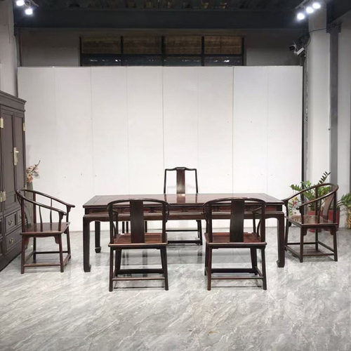 红木家具大红酸枝干泡茶桌七件套中式茶桌椅组合客厅泡茶桌茶艺桌