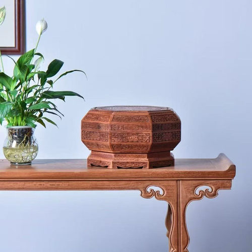 缅甸花梨旋转果盘满雕花榫卯工艺红木干果零食盒茶室桌面分格果盒