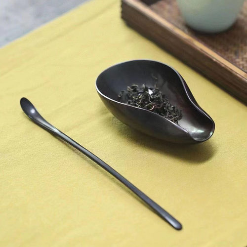 紫光檀功夫茶具配件两件套便携茶具套装手工实木茶荷茶勺茶铲茶则