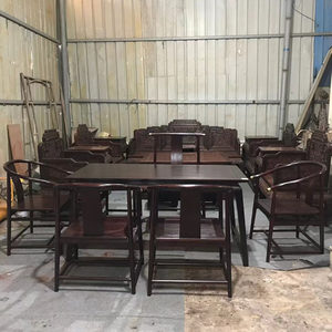 赞比亚紫檀茶桌椅中式泡茶桌七件套客厅功夫茶几干泡桌红木家具